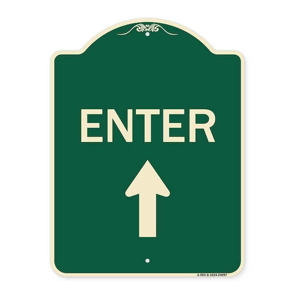 Enter Enter with Up Arrow Heavy-Gauge Aluminum Architectural Sign, 24" x 18", G-1824-24097